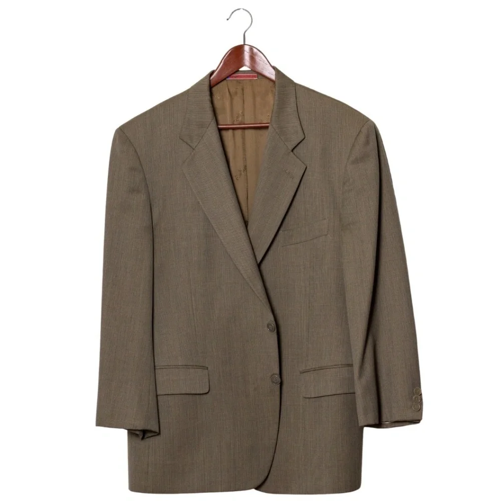 Vintage Emanuel Ungaro L'homme Size 42 Tan Virgin Wool Blazer 90s IT 52 Luxury